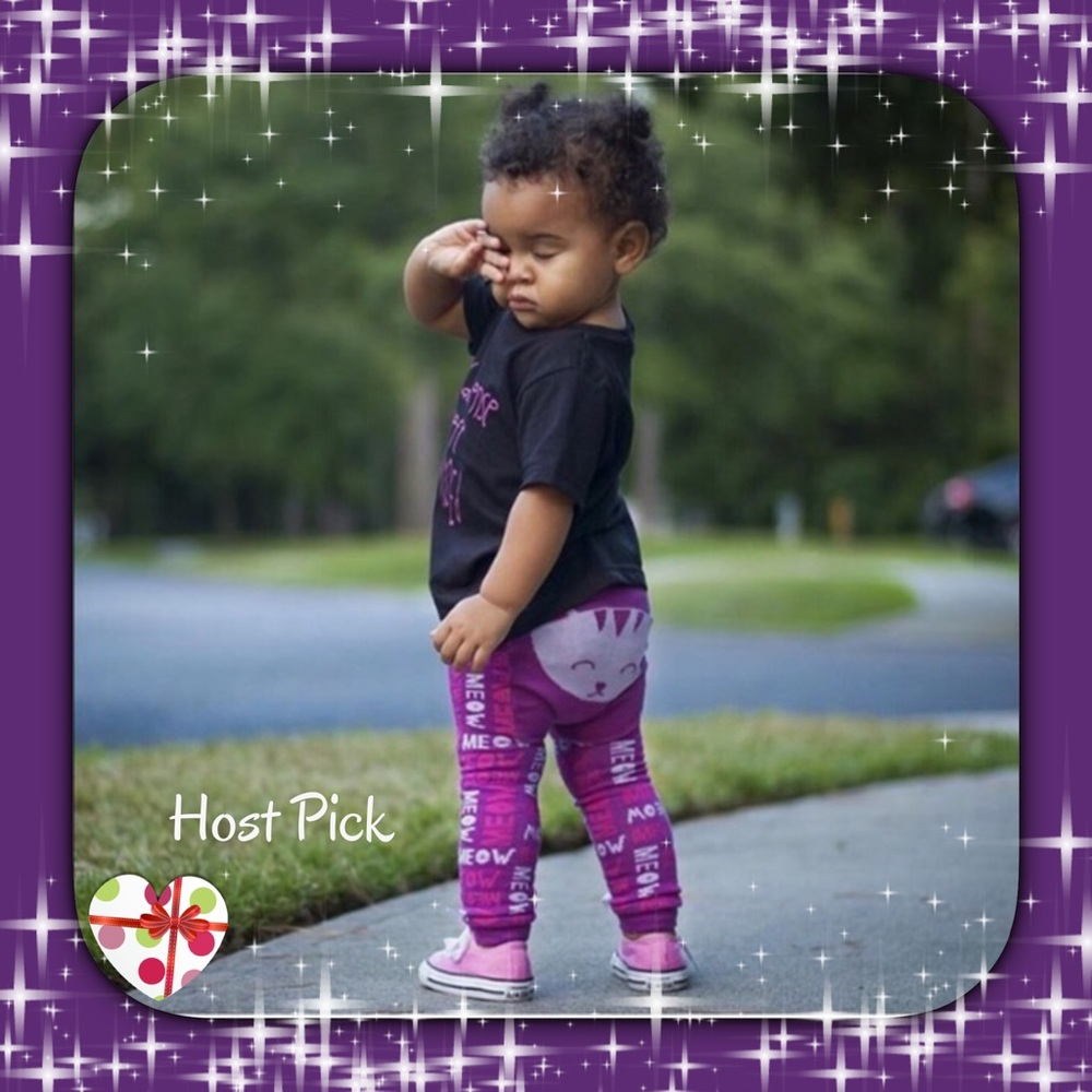 NWT~ Doodlepants Meow Kitty Leggings Purple & Pink